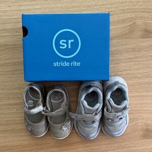 Stride Rite Metallic Rose Gold Mary Janes and Sneakers Set TODDLER SIZE 5m